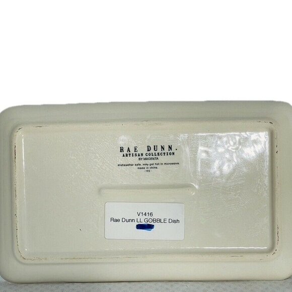 Rae Dunn Artisan Collection White Ceramic Butter Dish With "Gobble" Text - Picture 7 of 8